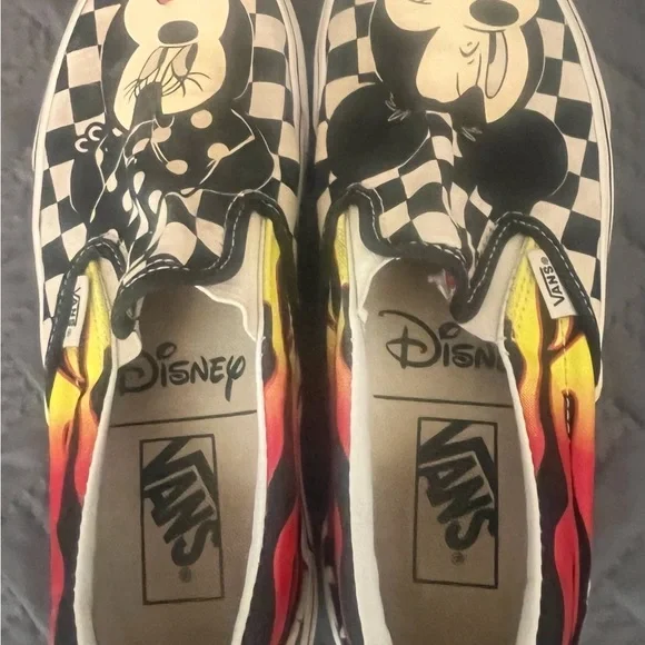 Vans DISNEY Checkered Slip-On Shoes Mickie & Minnie Worn HTF - Picture 6 of 10